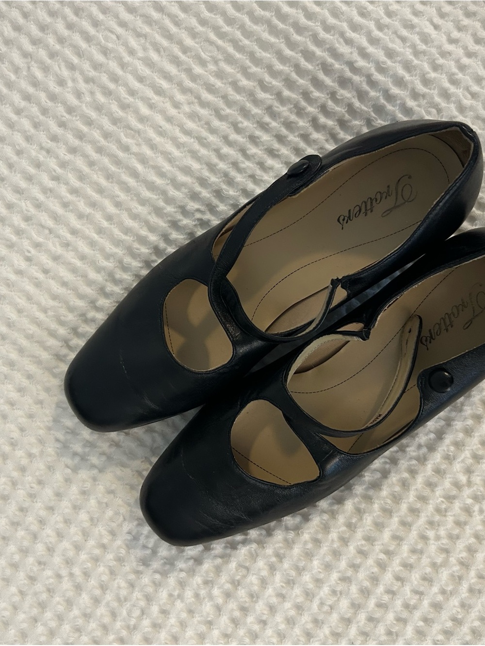 Black Mary Jane Leather Kitten Heel by Trotters